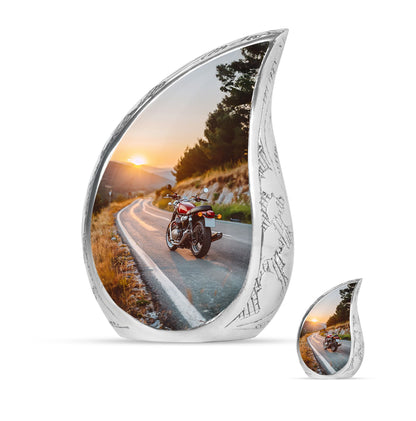 Motorcycle Theme Large Urn With 1 Keepsake Urn