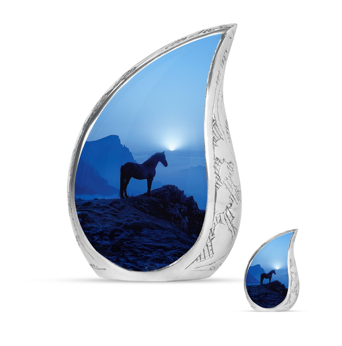 Horse Theme Large Urn With 1 Keepsake Urn
