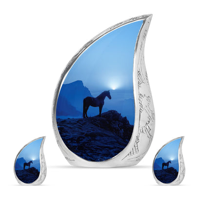 Horse Theme Large Urn With 2 Keepsake Urn
