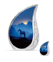 Horse Theme Large Urn With 1 Keepsake Urn