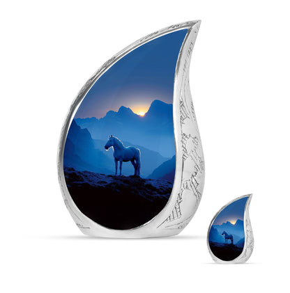 Horse Theme Large Urn With 1 Keepsake Urn