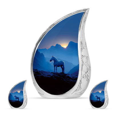 Horse Theme Large Urn With 2 Keepsake Urn