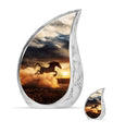 Horse Theme Large Urn With 1 Keepsake Urn