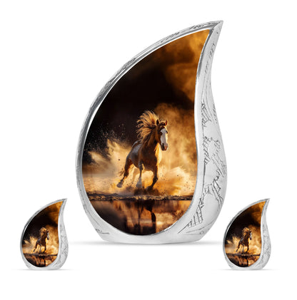 Horse Theme Large Urn With 2 Keepsake Urn