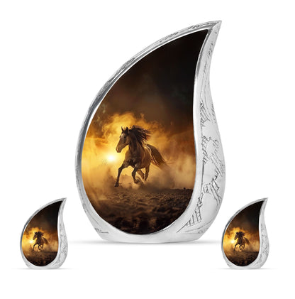 Horse Theme Large Urn With 2 Keepsake Urn