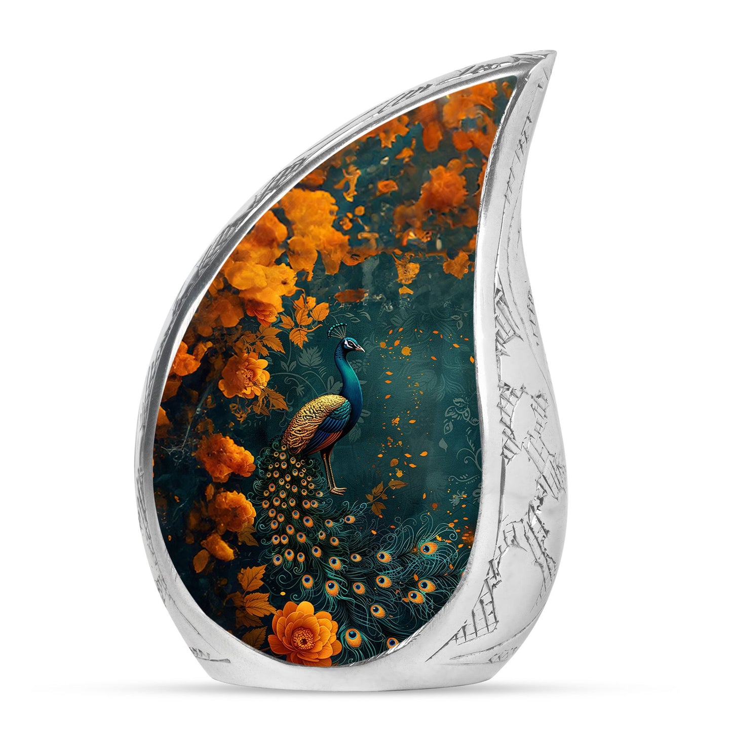 Peacock Theme Large Urn 10 Inch