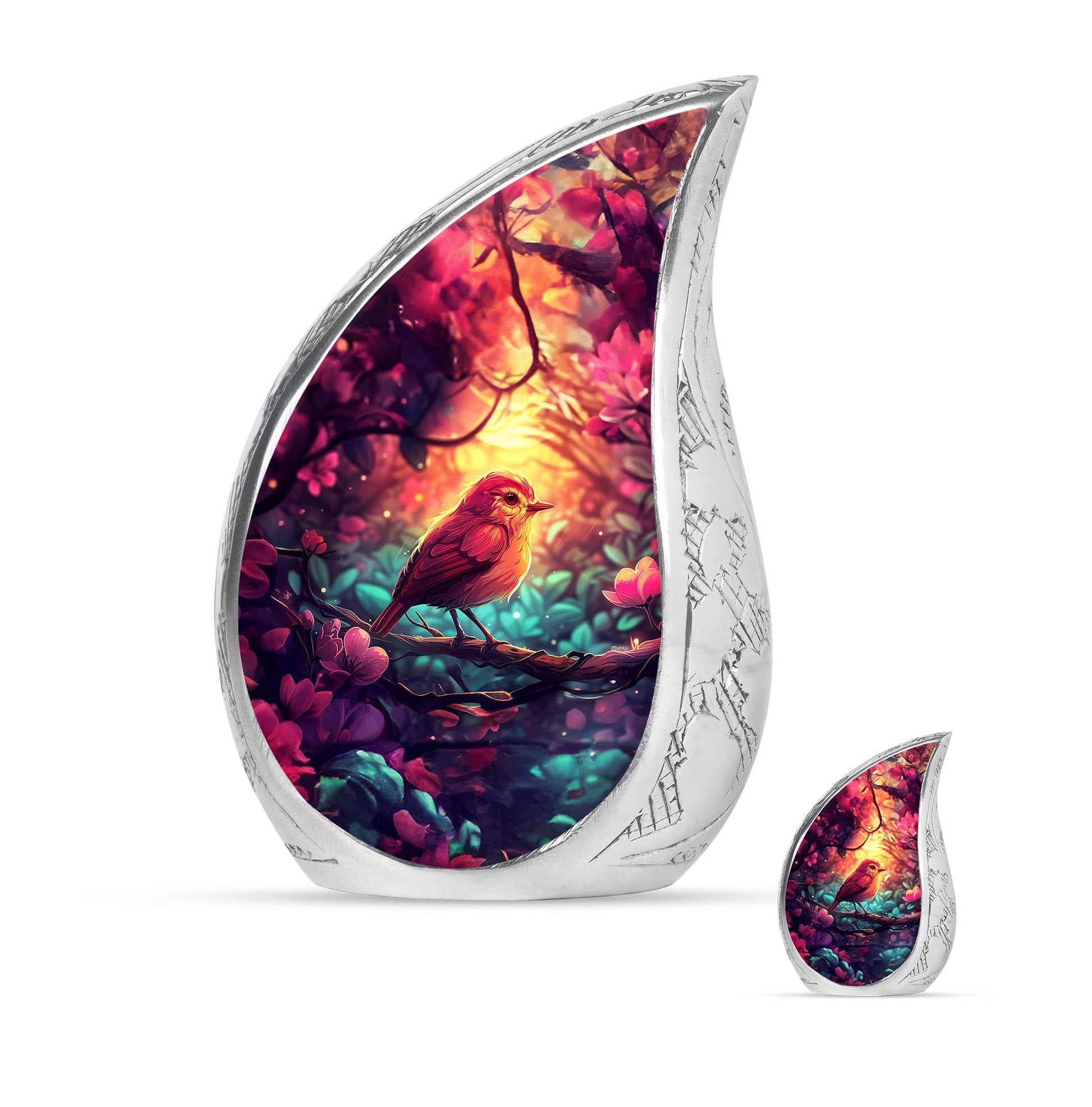 Sparrow Theme Large Urn With 1 Keepsake Urn