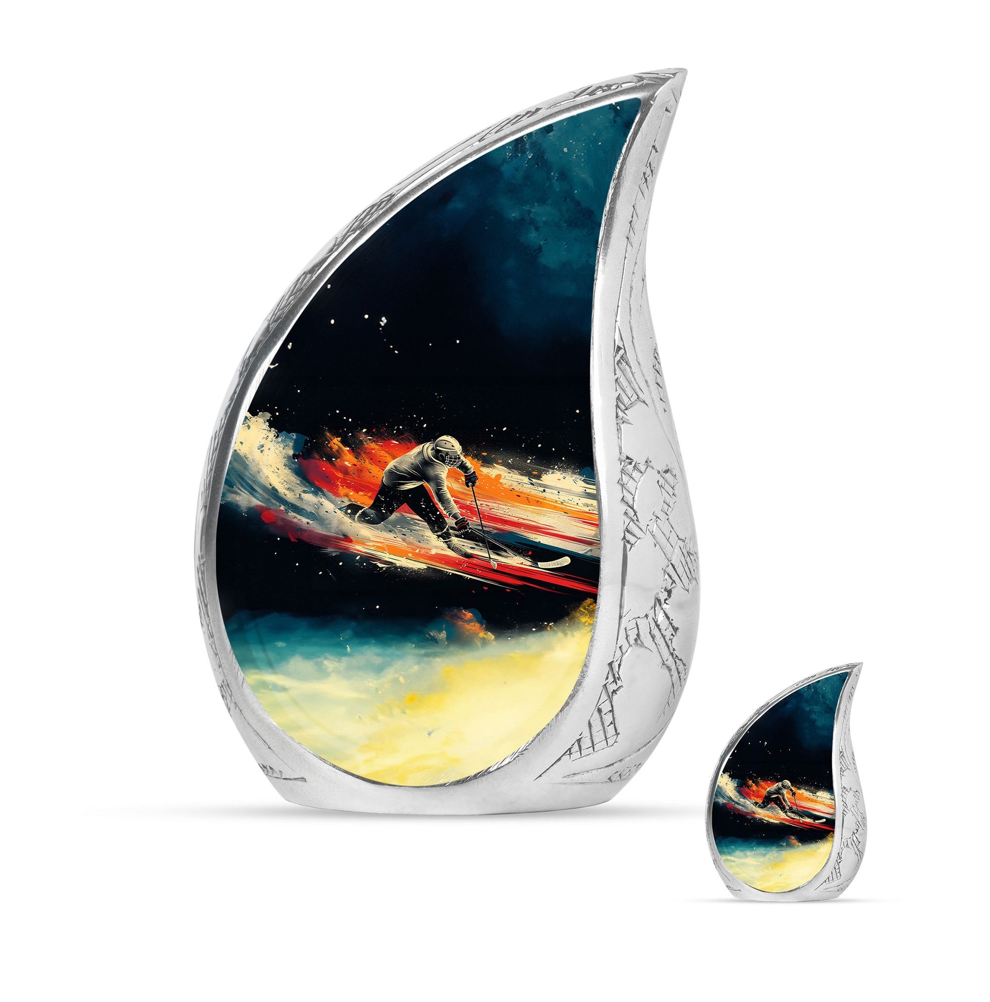 Ice Hockey Theme Large Urn With 1 Keepsake Urn