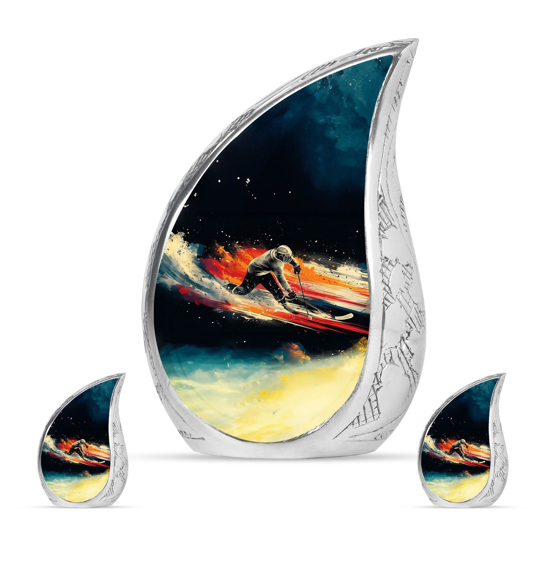 Ice Hockey Theme Large Urn With 2 Keepsake Urn