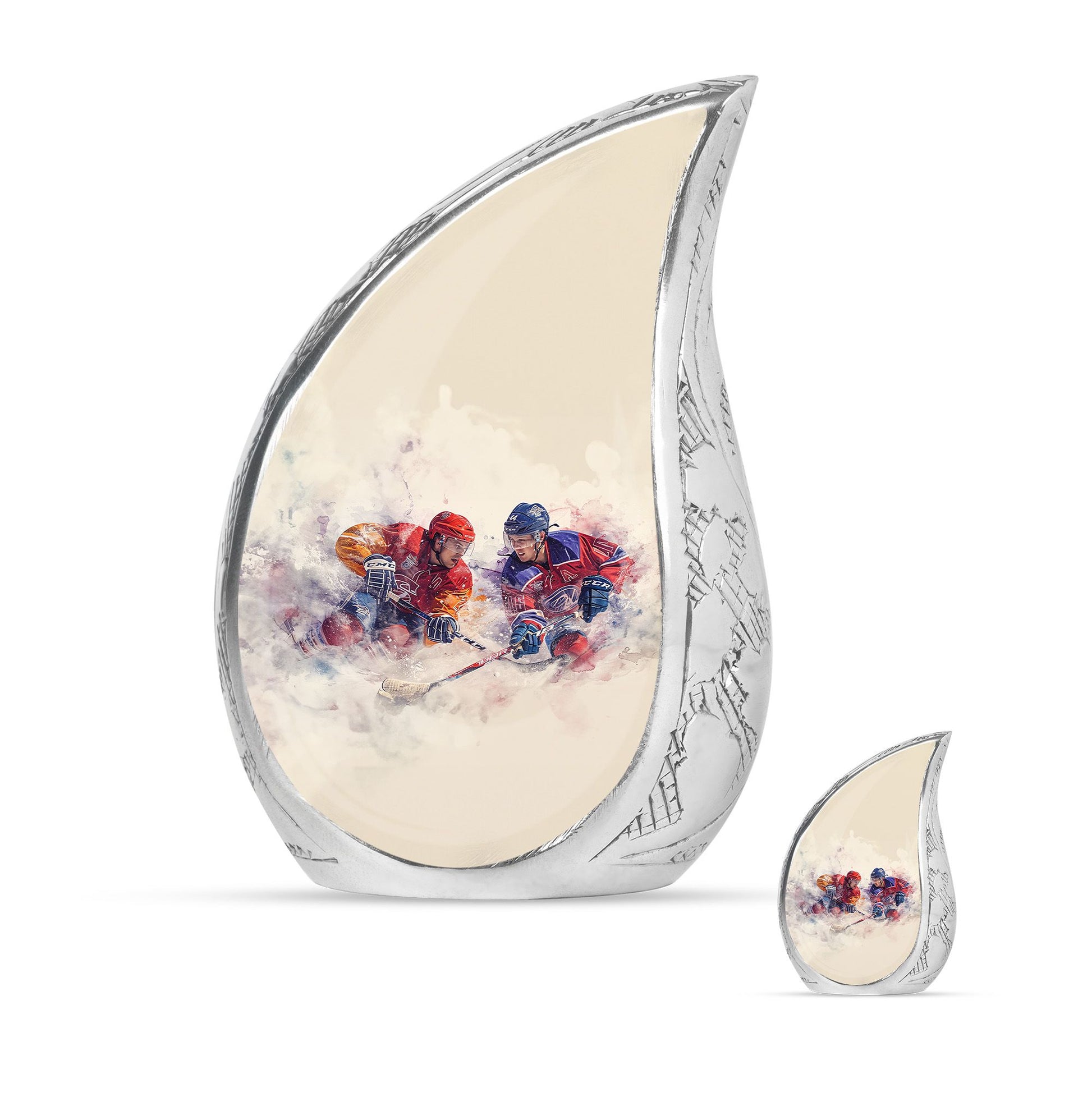 Ice Hockey Theme Large Urn With 1 Keepsake Urn