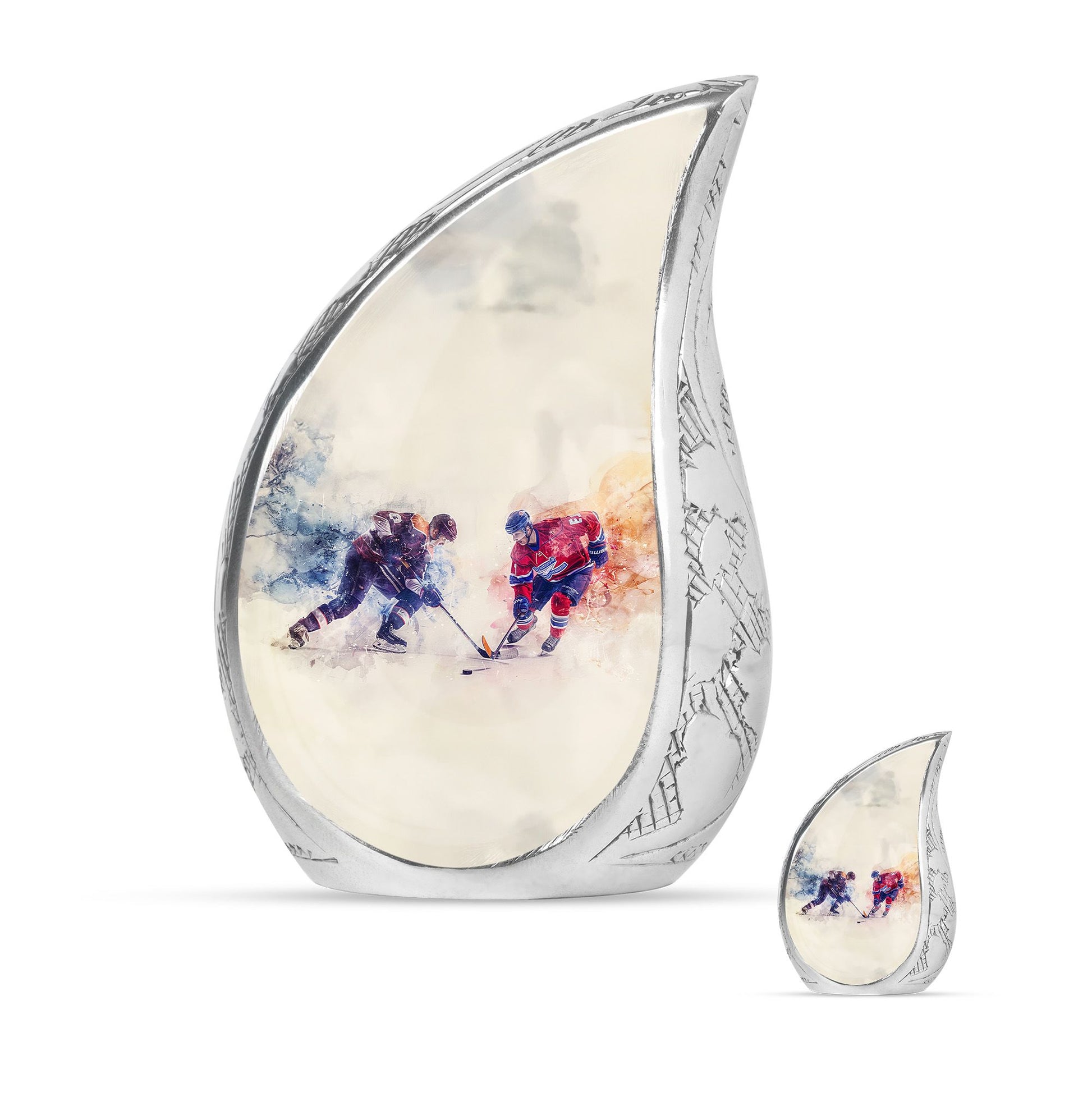 Ice Hockey Theme Large Urn With 1 Keepsake Urn