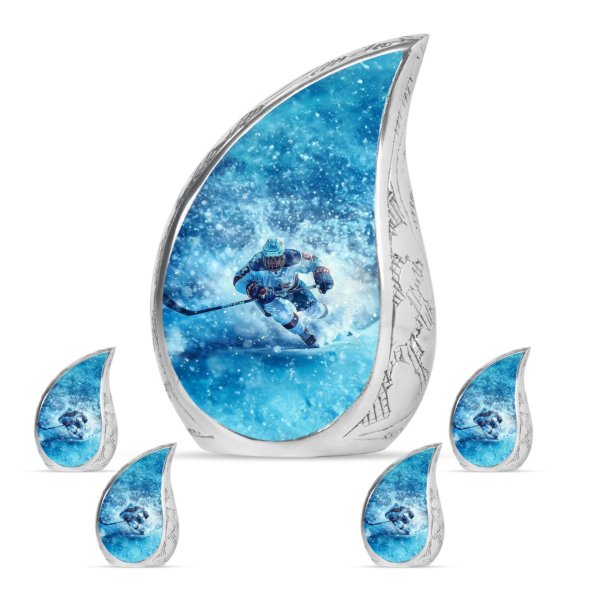 Ice Hockey Theme Large Urn With 4 Keepsake Urn