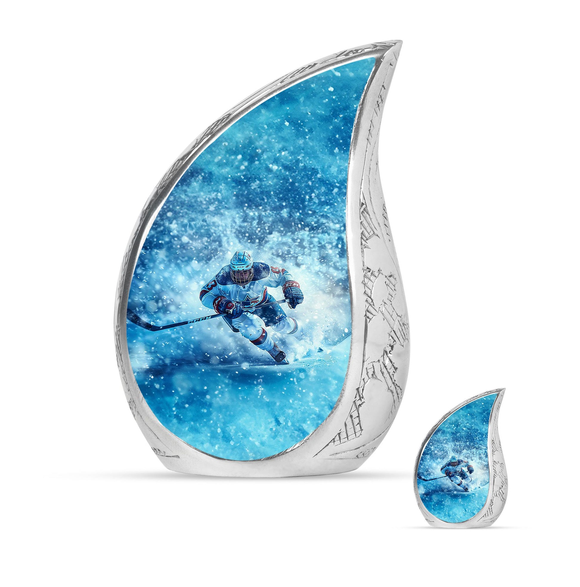 Ice Hockey Theme Large Urn With 1 Keepsake Urn