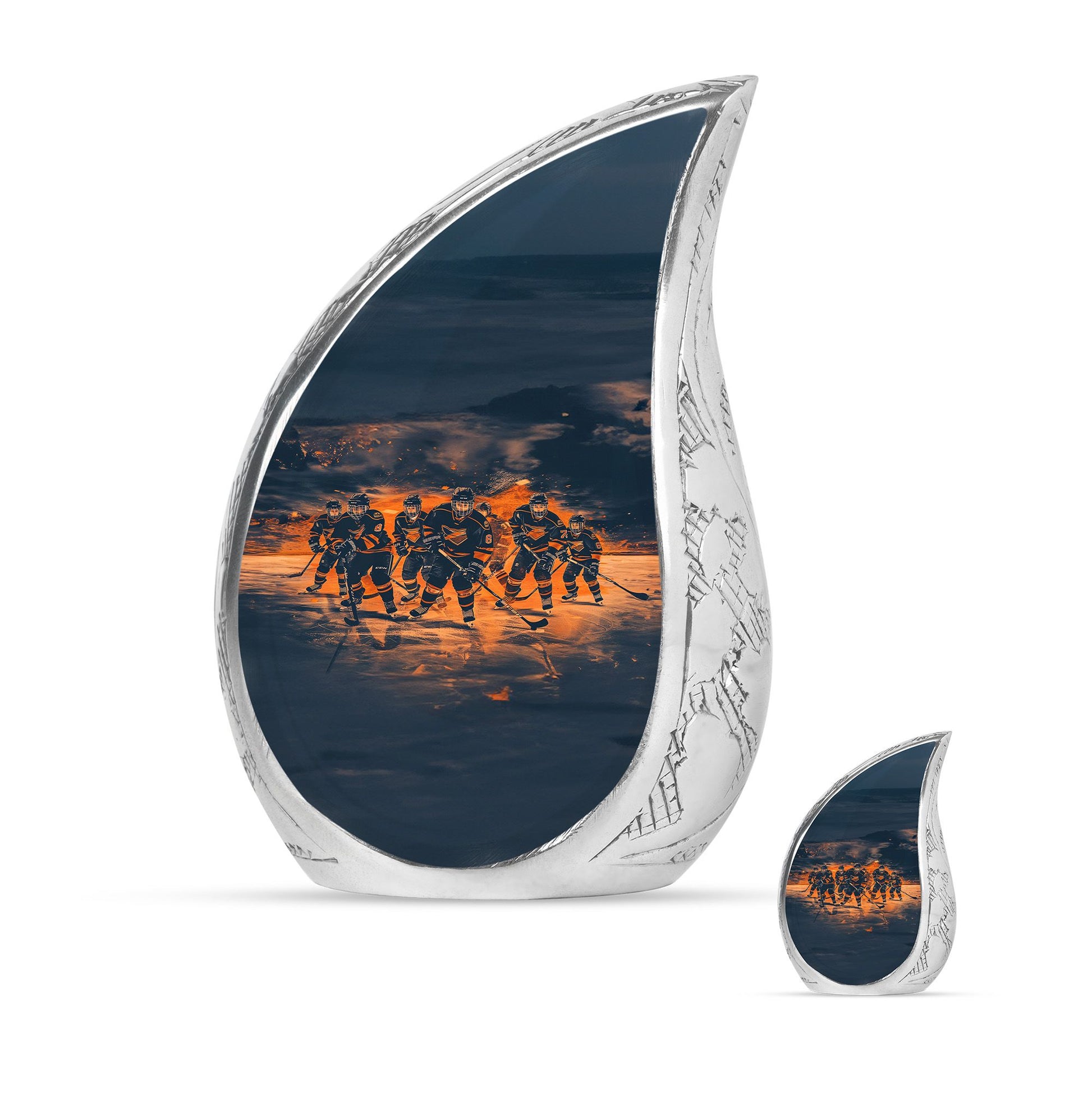 Ice Hockey Theme Large Urn With 1 Keepsake Urn