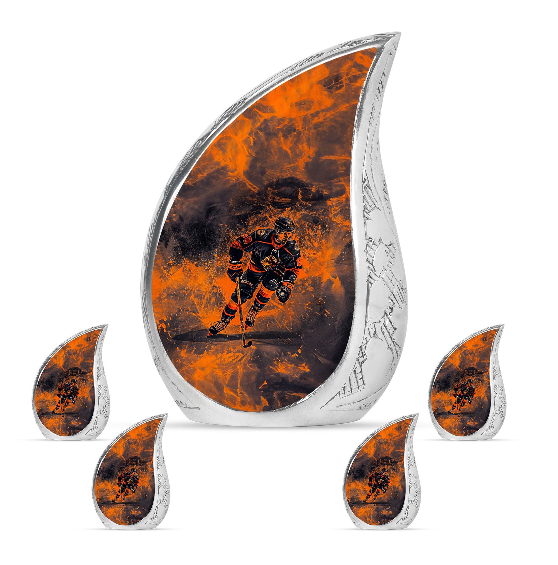 Ice Hockey Theme Large Urn With 4 Keepsake Urn