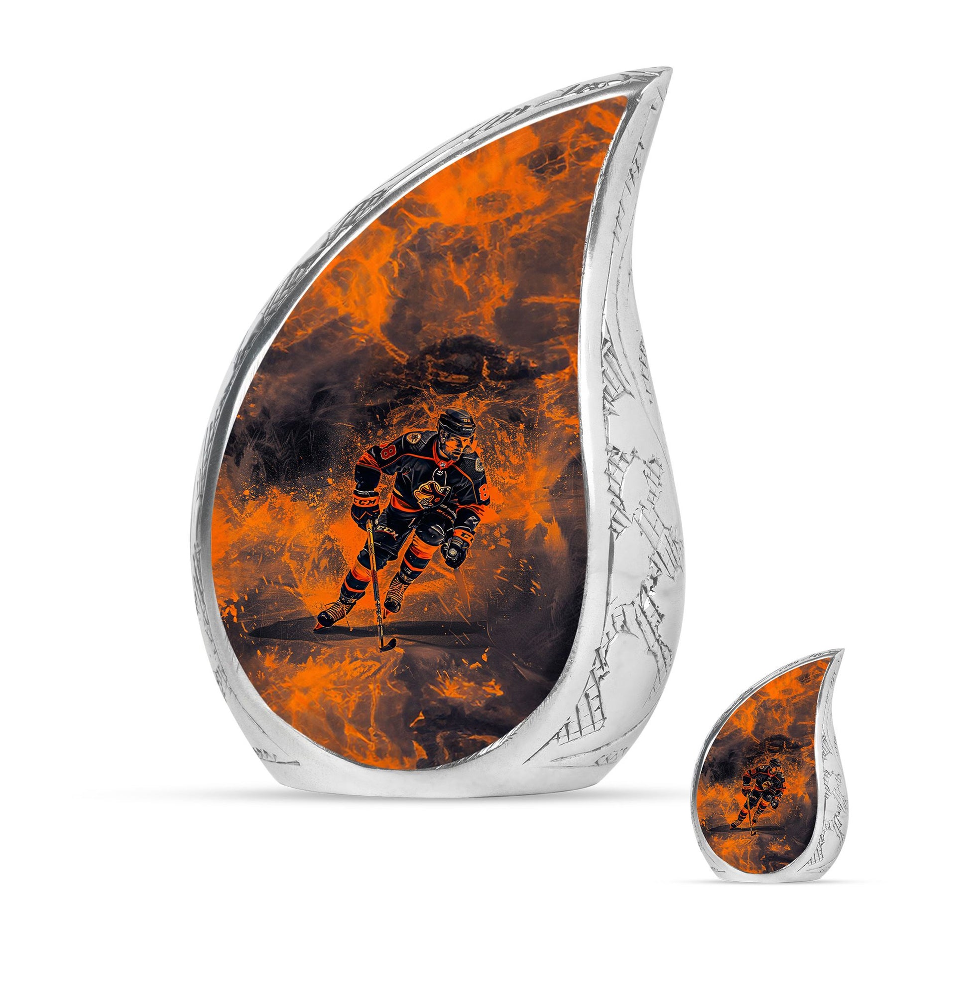 Ice Hockey Theme Large Urn With 1 Keepsake Urn