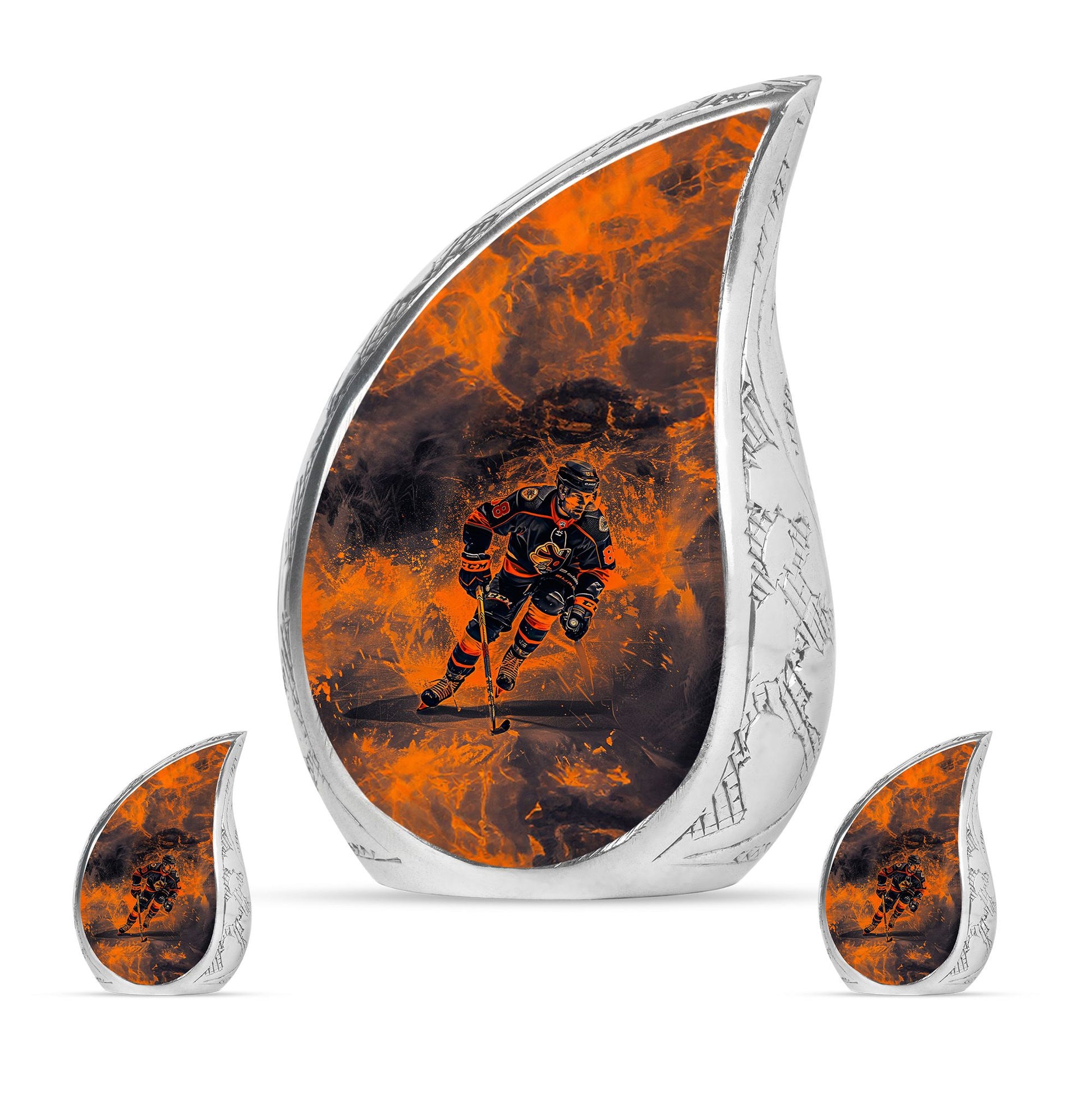 Ice Hockey Theme Large Urn With 2 Keepsake Urn