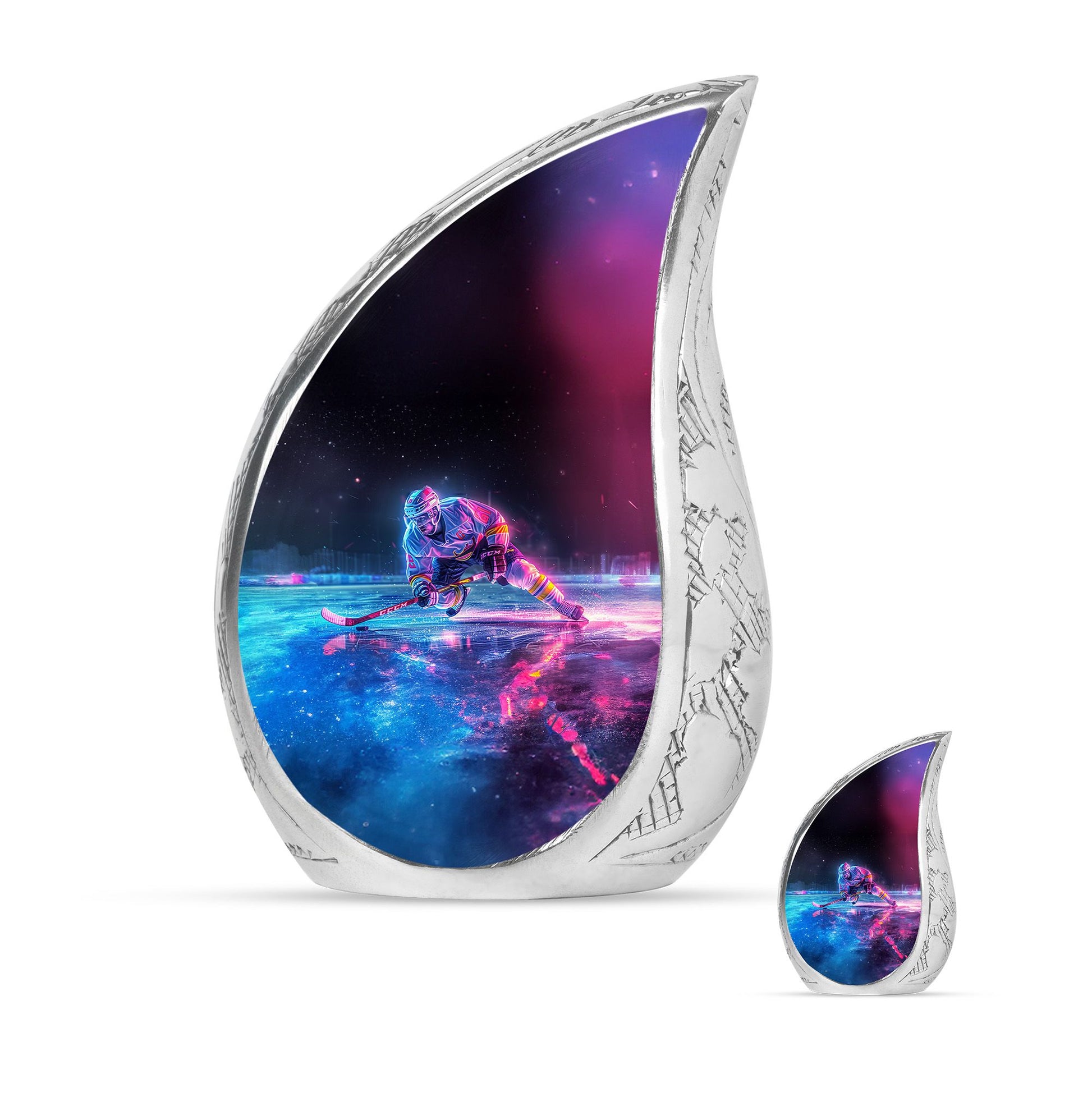 Ice Hockey Theme Large Urn With 1 Keepsake Urn