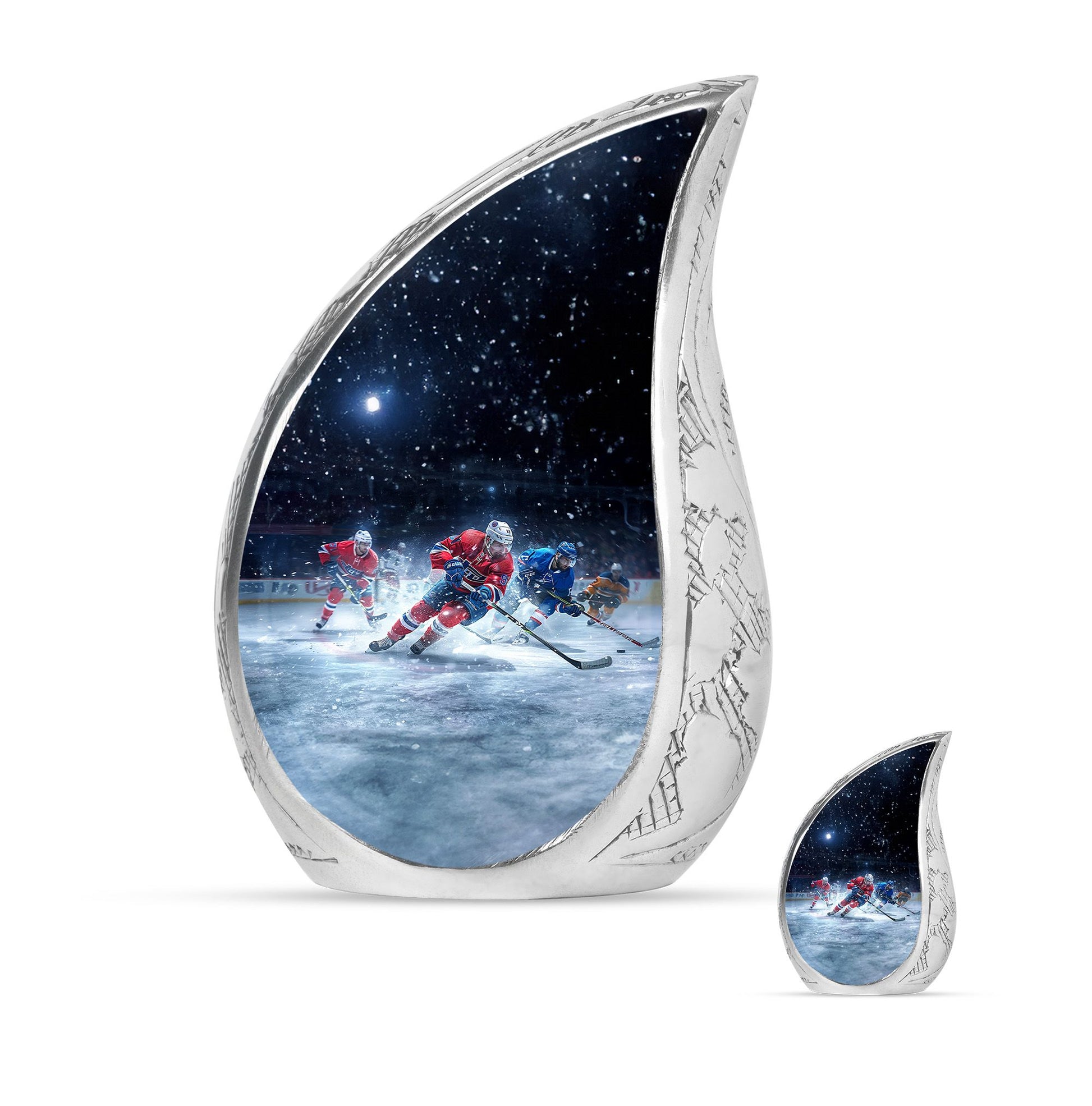 Ice Hockey Theme Large Urn With 1 Keepsake Urn