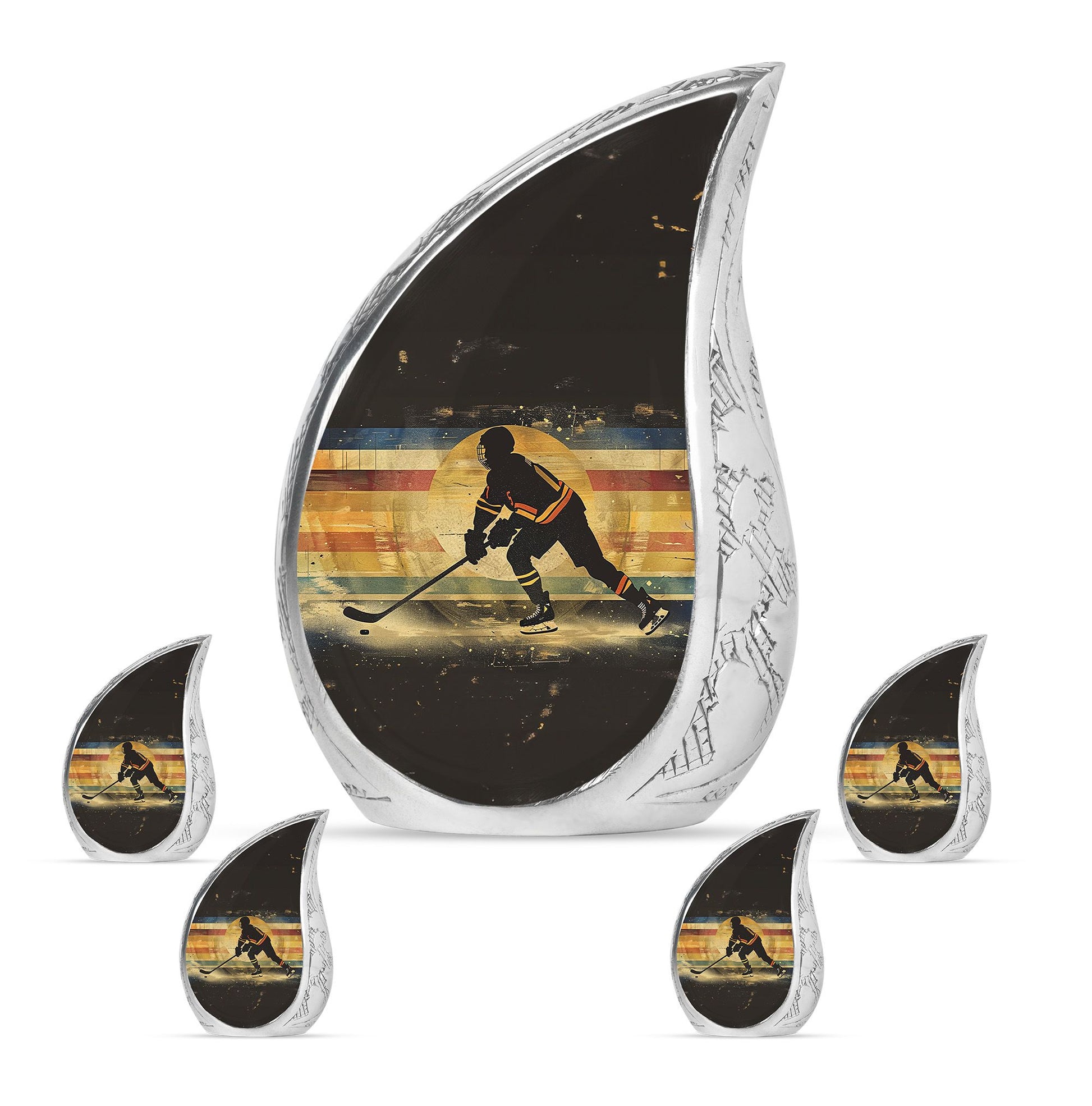Ice Hockey Theme Large Urn With 4 Keepsake Urn
