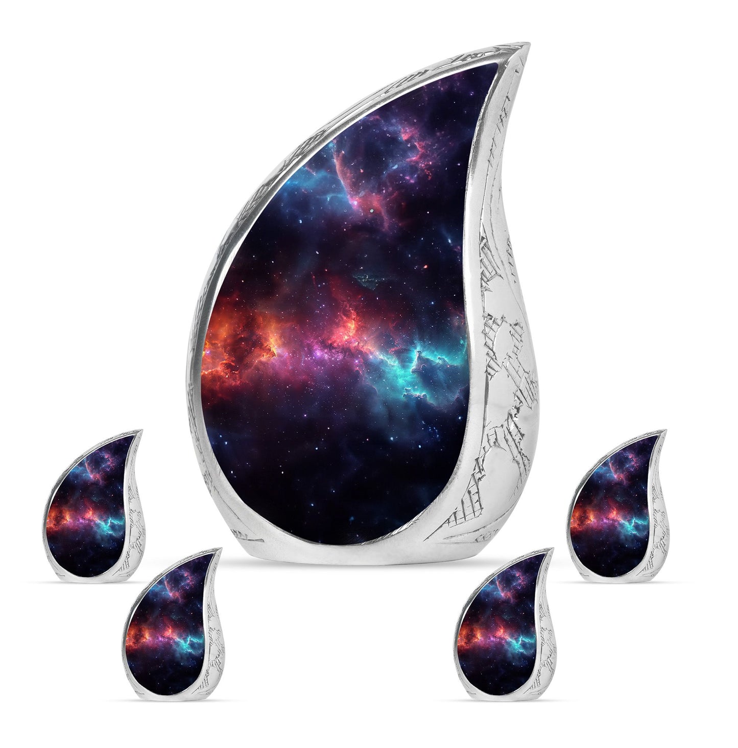 Nebula Galaxy Theme Large Urn With 4 Keepsake Urn