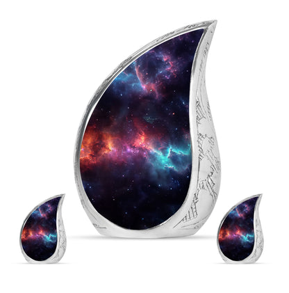 Nebula Galaxy Theme Large Urn With 2 Keepsake Urn
