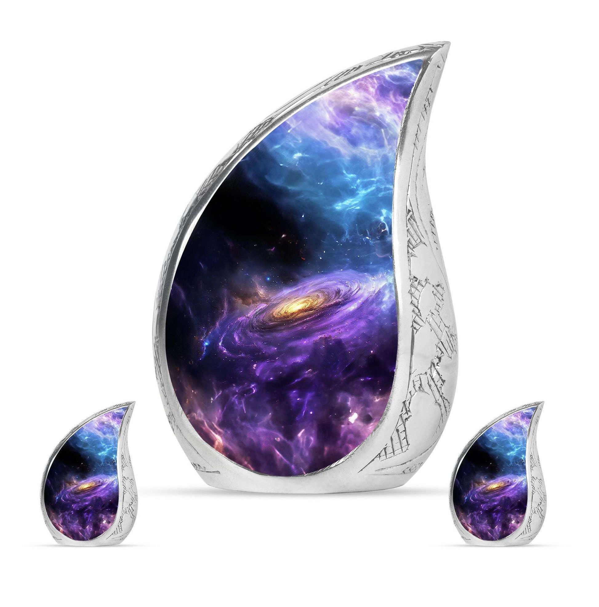 Nebula Galaxy Theme Large Urn With 2 Keepsake Urn