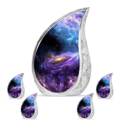 Nebula Galaxy Theme Large Urn With 4 Keepsake Urn