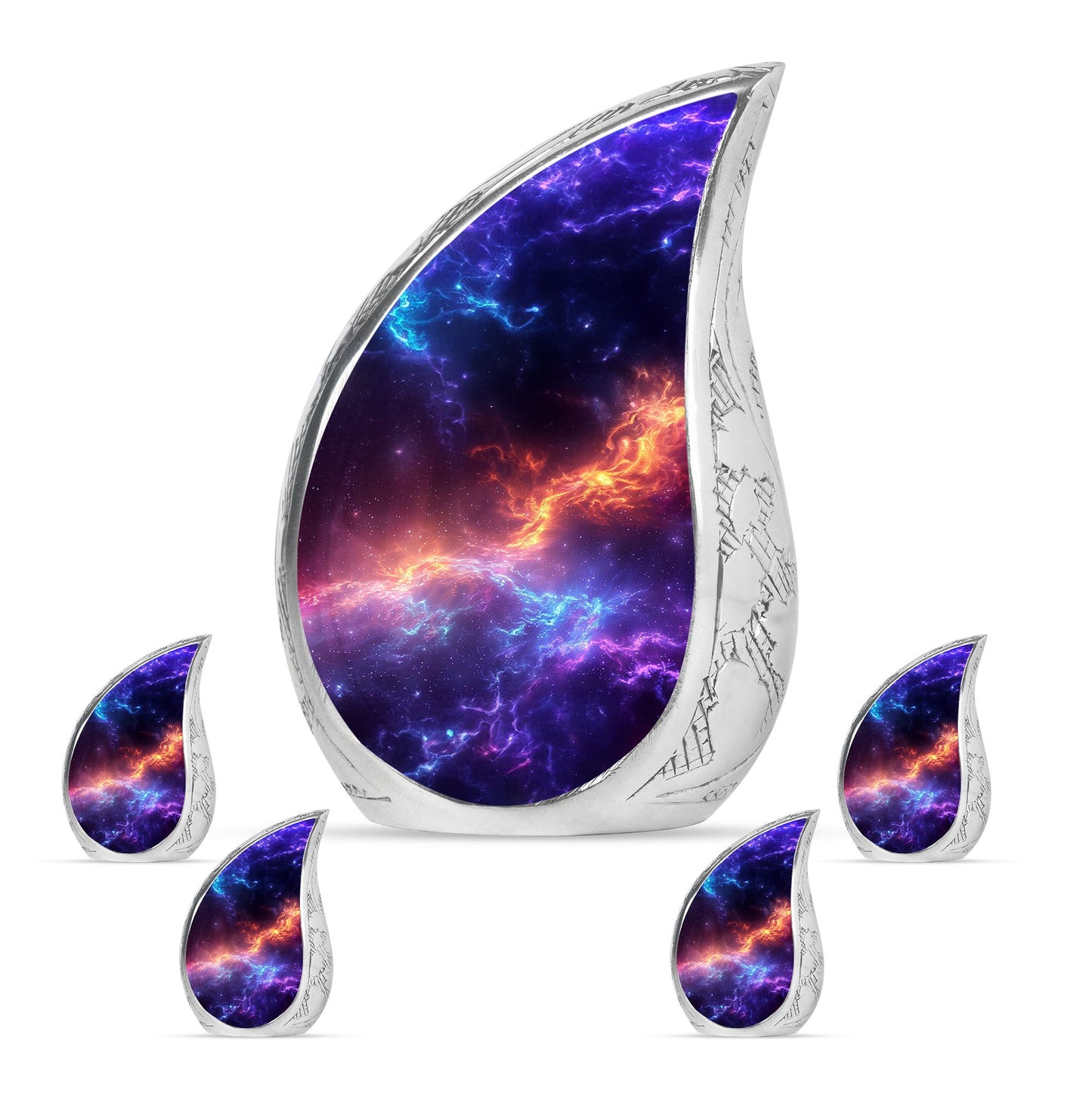 Nebula Galaxy Theme Large Urn With 4 Keepsake Urn