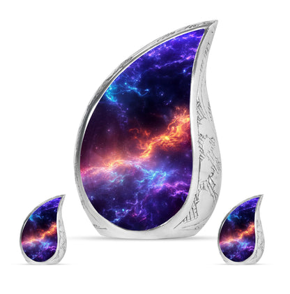 Nebula Galaxy Theme Large Urn With 2 Keepsake Urn