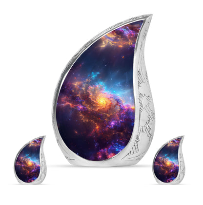 Nebula Galaxy Theme Large Urn With 2 Keepsake Urn