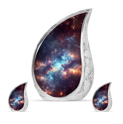 Nebula Galaxy Theme Large Urn With 2 Keepsake Urn