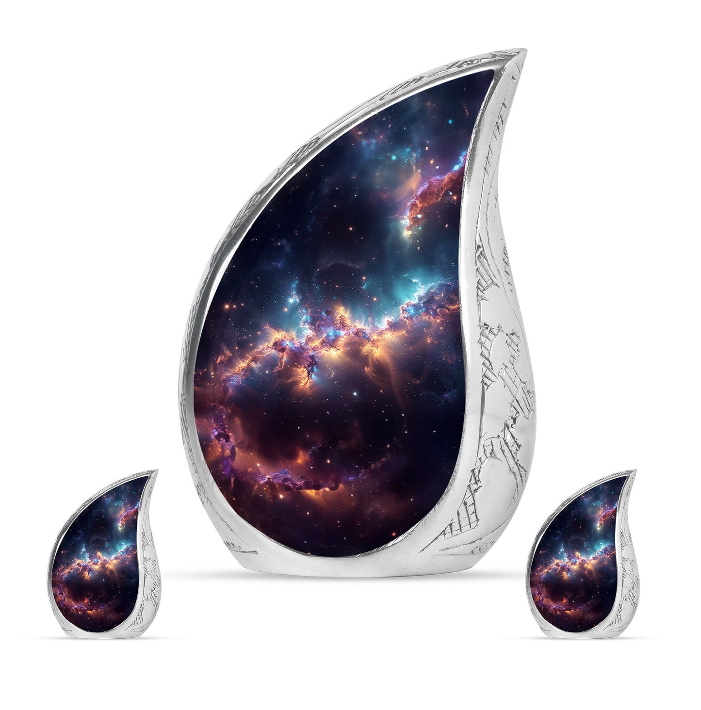 Nebula Galaxy Theme Large Urn With 2 Keepsake Urn