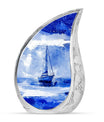 Sailboat Artistic Cremation Urn – Blue Large Human Ashes Urn