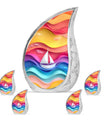 Sail Boat Theme Large Urn With 4 Keepsake Urn