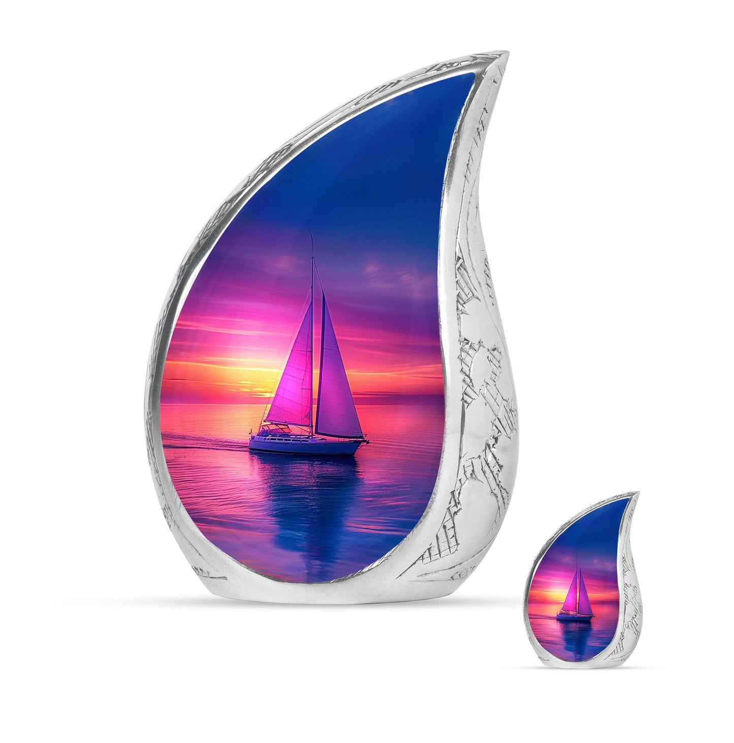 Sail Boat Theme Large Urn With 1 Keepsake Urn