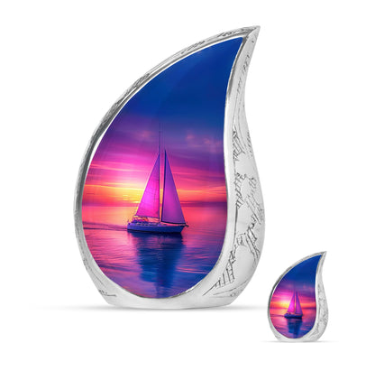 Sail Boat Theme Large Urn With 1 Keepsake Urn