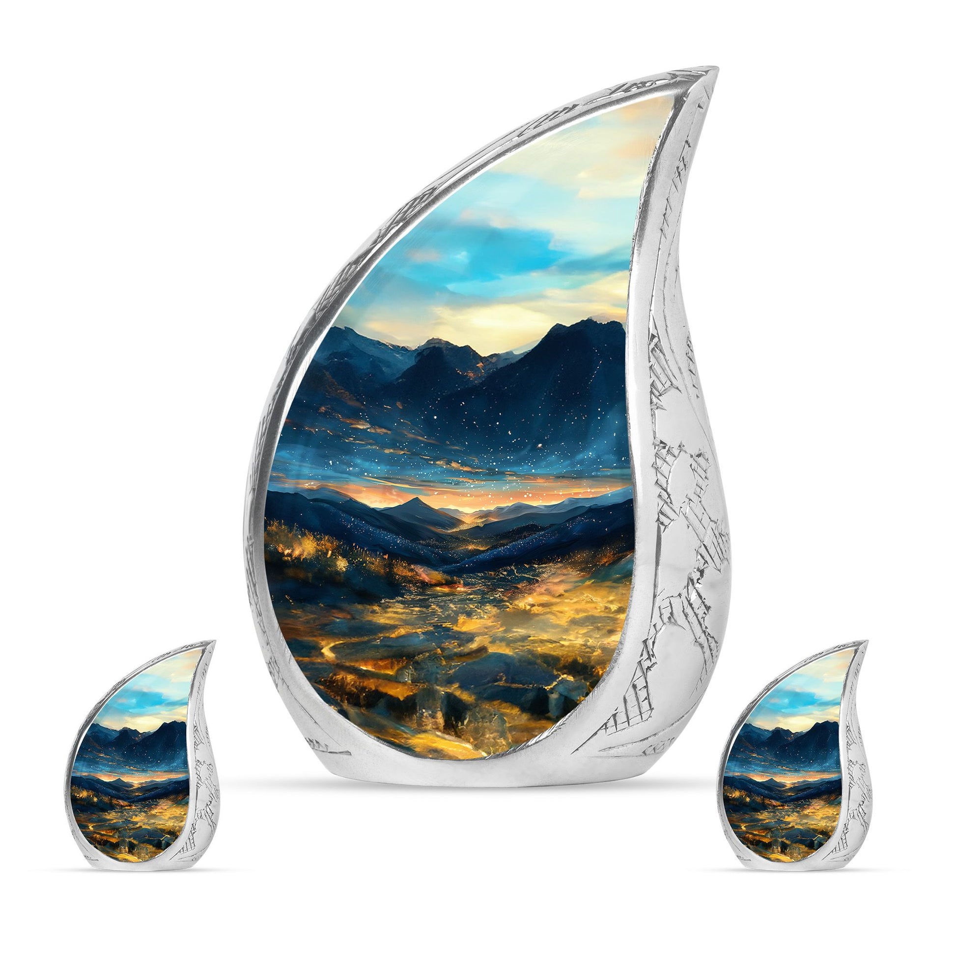 Starry Night Theme Large Urn With 2 Keepsake Urn