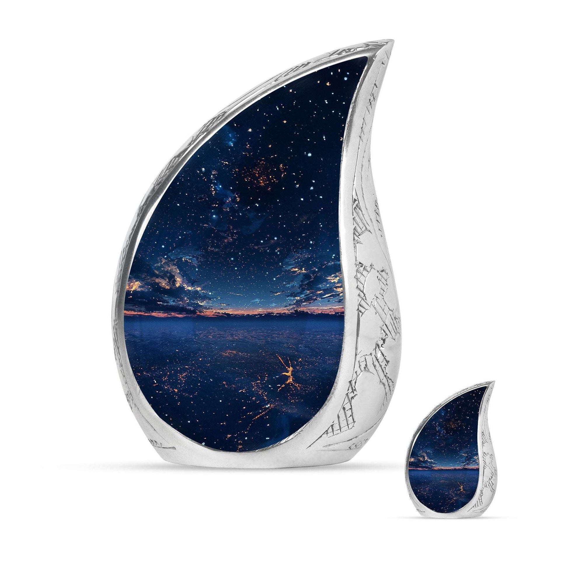 Starry Night Theme Large Urn With 1 Keepsake Urn