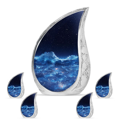 Starry Night Theme Large Urn With 4 Keepsake Urn