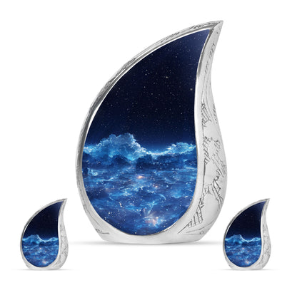 Starry Night Theme Large Urn With 2 Keepsake Urn