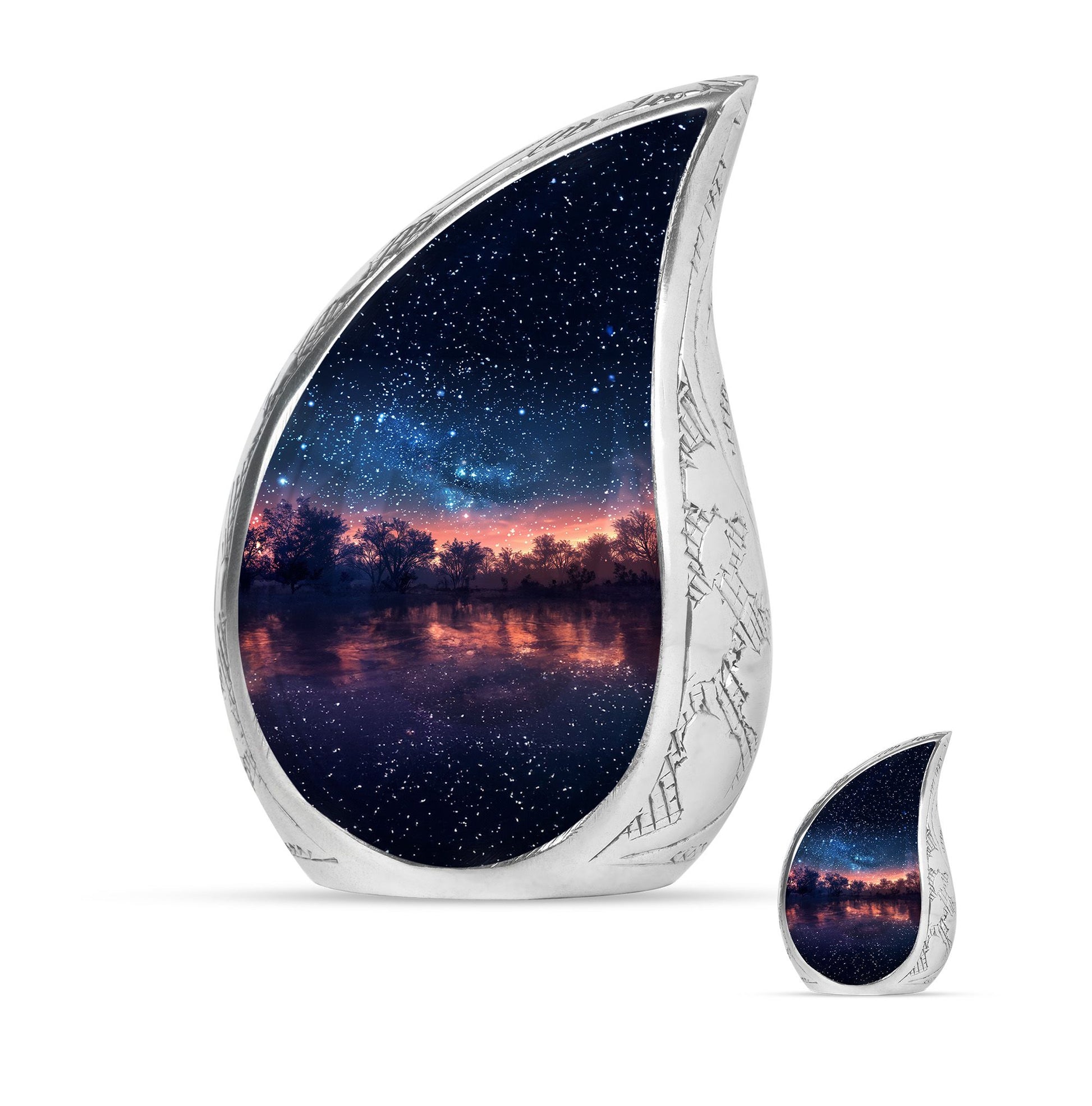 Starry Night Theme Large Urn With 1 Keepsake Urn