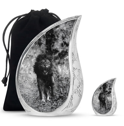 Lion Theme Large Urn With 1 Keepsake Urn