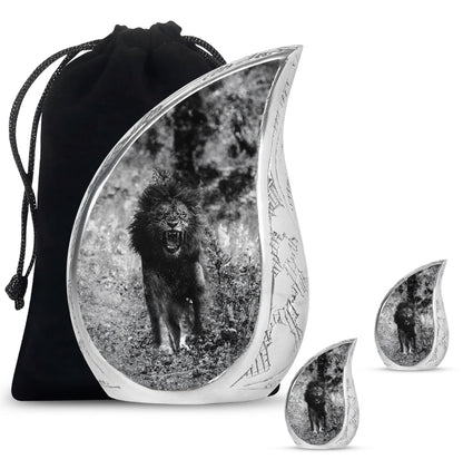 Lion Theme Large Urn With 2 Keepsake Urn