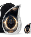 Lion Theme Large Urn With 1 Keepsake Urn