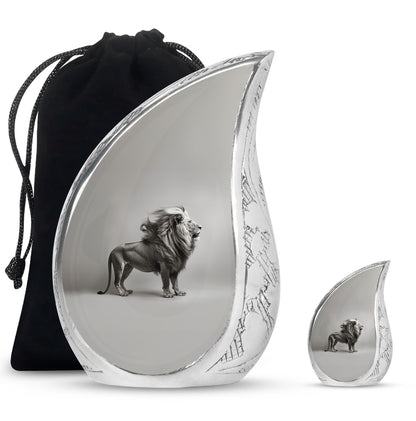 Lion Theme Large Urn With 1 Keepsake Urn