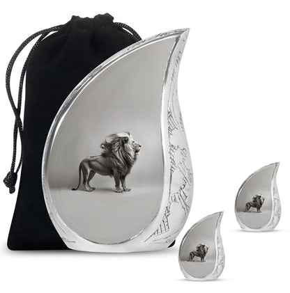 Lion Theme Large Urn With 2 Keepsake Urn