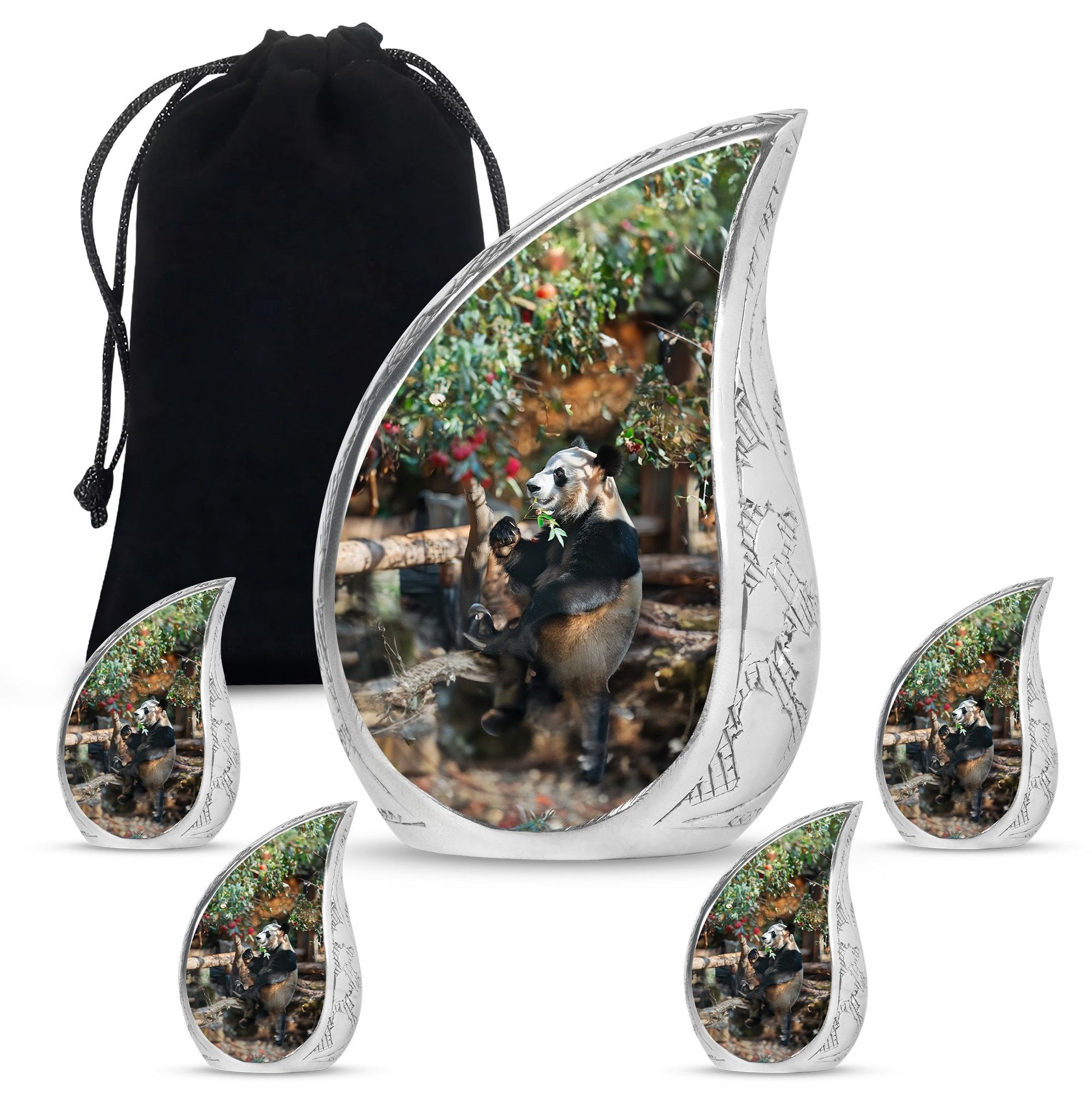 Panda Theme Large Urn With 4 Keepsake Urn