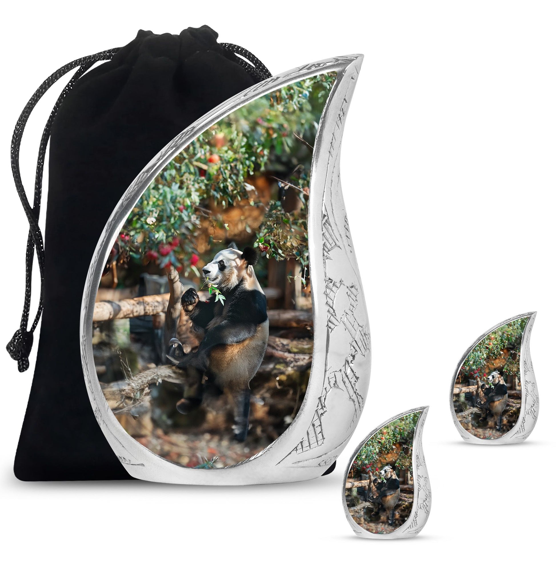 Panda Theme Large Urn With 2 Keepsake Urn
