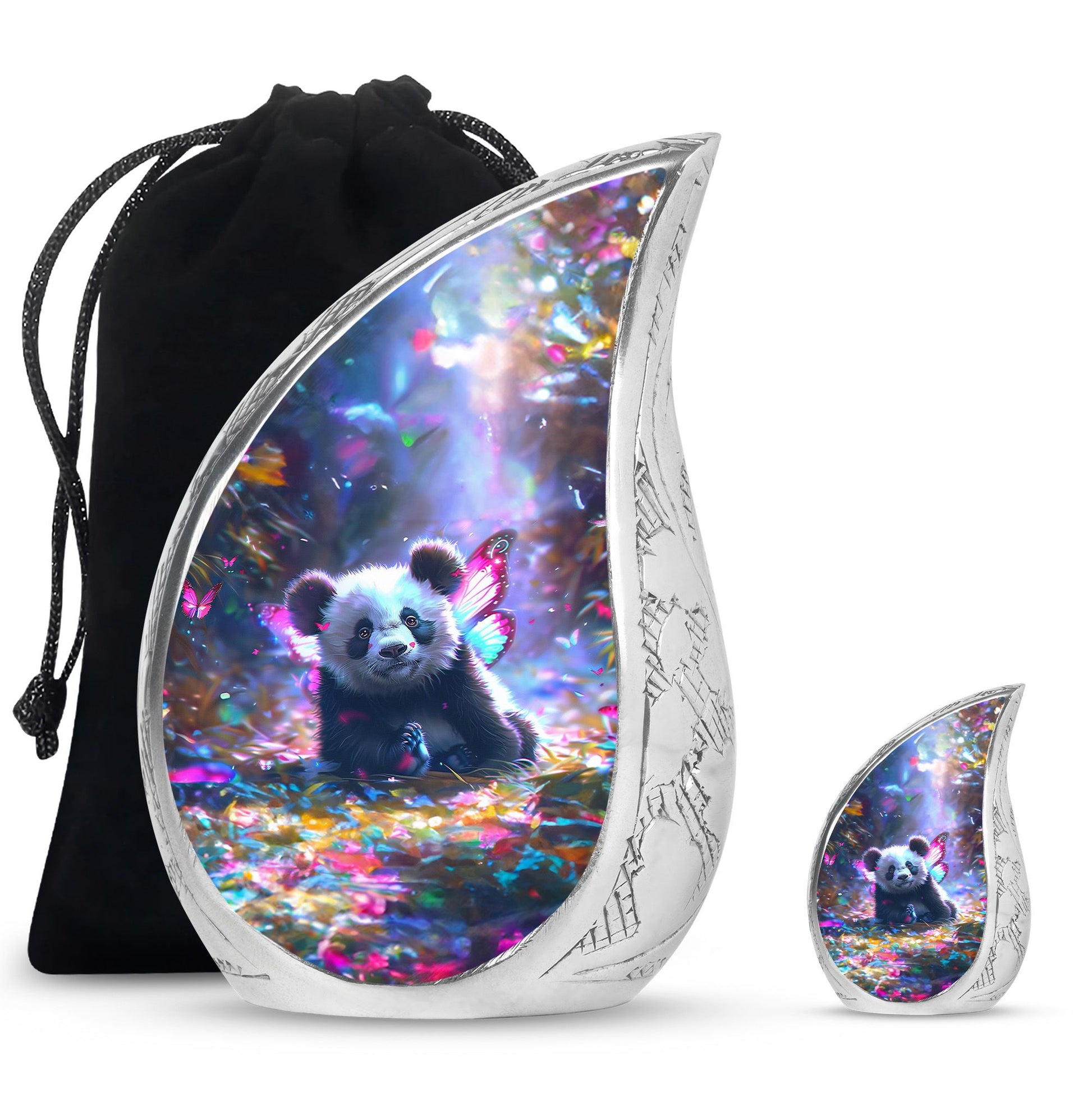 Panda Theme Large Urn With 1 Keepsake Urn